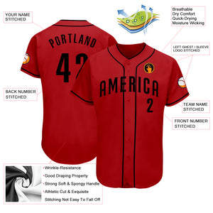 Custom Red Black Authentic Baseball Jersey