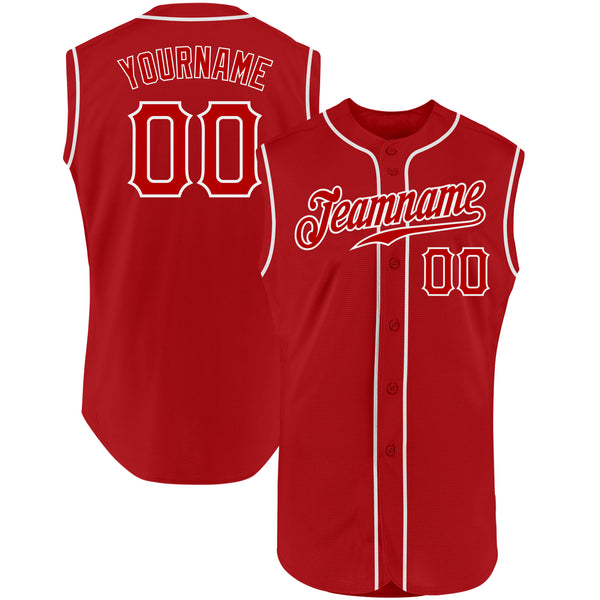 Custom Red Red-White Authentic Sleeveless Baseball Jersey Discount