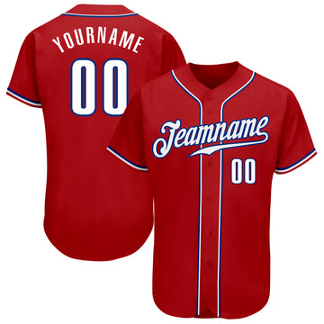 Custom Red White-Royal Authentic Baseball Jersey