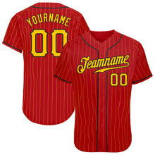 Charger l&#39;image dans la galerie, Custom Red Gold Pinstripe Gold-Black Authentic Baseball Jersey
