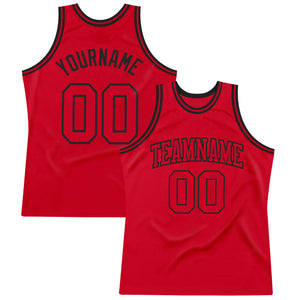 Custom Red Red-Black Authentic Throwback Basketball Jersey