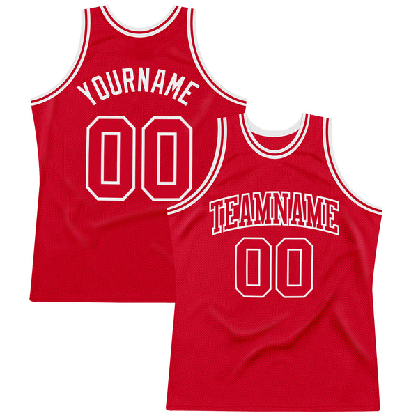 Cheap Custom Red Red White Authentic Throwback Basketball Jersey