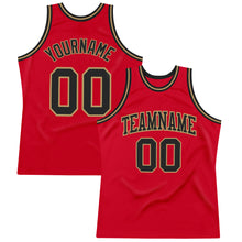 Load image into Gallery viewer, Custom Red Black-Old Gold Authentic Throwback Basketball Jersey
