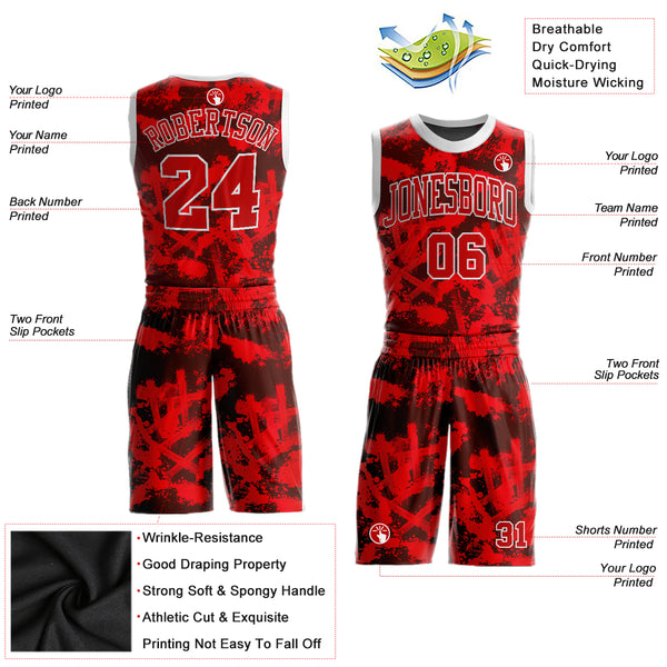 Cheap Custom Red Black-Gold Authentic Fade Fashion Basketball Jersey Free  Shipping – CustomJerseysPro