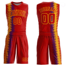 Laden Sie das Bild in den Galerie-Viewer, Custom Red Red-Gold Round Neck Sublimation Basketball Suit Jersey
