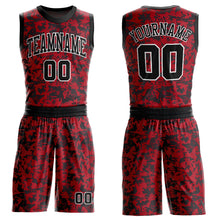 Load image into Gallery viewer, Custom Red Black-White Round Neck Sublimation Basketball Suit Jersey
