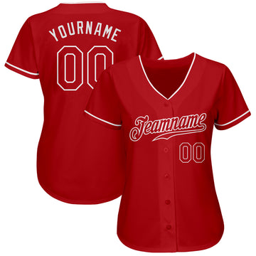 Custom Red Red-White Authentic Baseball Jersey