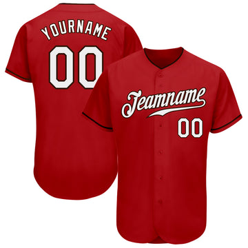 Custom Red White-Brown Authentic Baseball Jersey