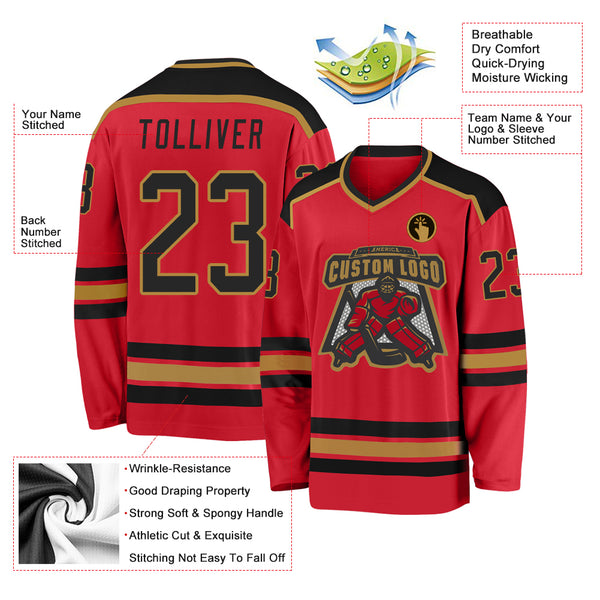 Cheap Custom Old Gold Red-Black Hockey Jersey Free Shipping –  CustomJerseysPro