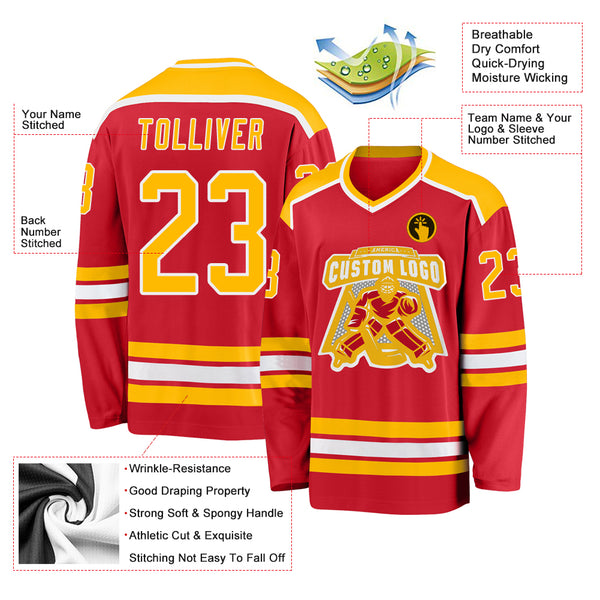 Cheap Custom Red Gold-White Hockey Jersey Free Shipping – CustomJerseysPro