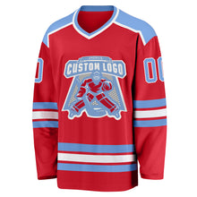 Загрузить изображение в средство просмотра галереи, Custom Red Light Blue-White Hockey Jersey
