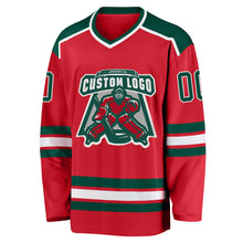 Laden Sie das Bild in den Galerie-Viewer, Custom Red Green-White Hockey Jersey
