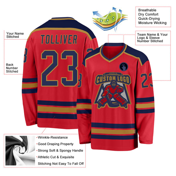 Cheap Custom Red Gold-White Hockey Jersey Free Shipping – CustomJerseysPro