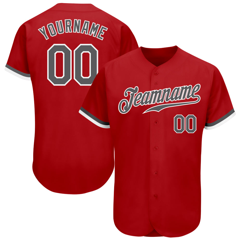 Cheap Custom Red Dark Gray-White Authentic Baseball Jersey Free