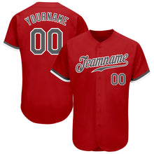 Charger l&#39;image dans la galerie, Custom Red Steel Gray-White Authentic Baseball Jersey
