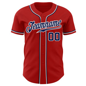 Custom Red Navy-White Authentic Baseball Jersey