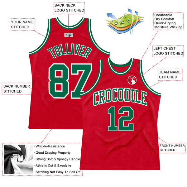 Cheap Custom Red Kelly Green-White Authentic Throwback Basketball Jersey  Free Shipping – CustomJerseysPro