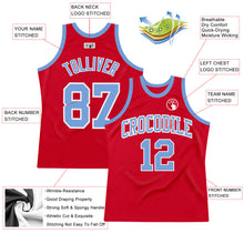 Laden Sie das Bild in den Galerie-Viewer, Custom Red Light Blue-White Authentic Throwback Basketball Jersey
