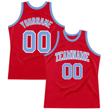 Laden Sie das Bild in den Galerie-Viewer, Custom Red Light Blue-White Authentic Throwback Basketball Jersey
