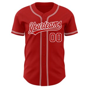 Custom Red Red-White Authentic Baseball Jersey