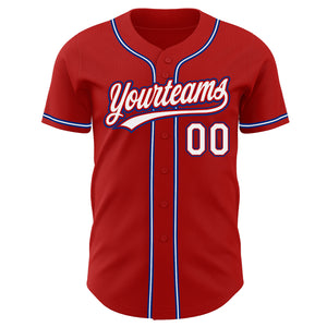 Custom Red White-Royal Authentic Baseball Jersey