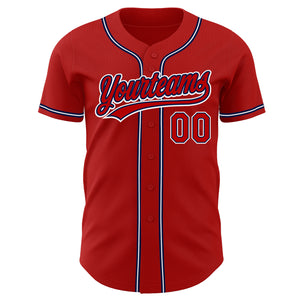 Custom Red Red-Navy Authentic Baseball Jersey