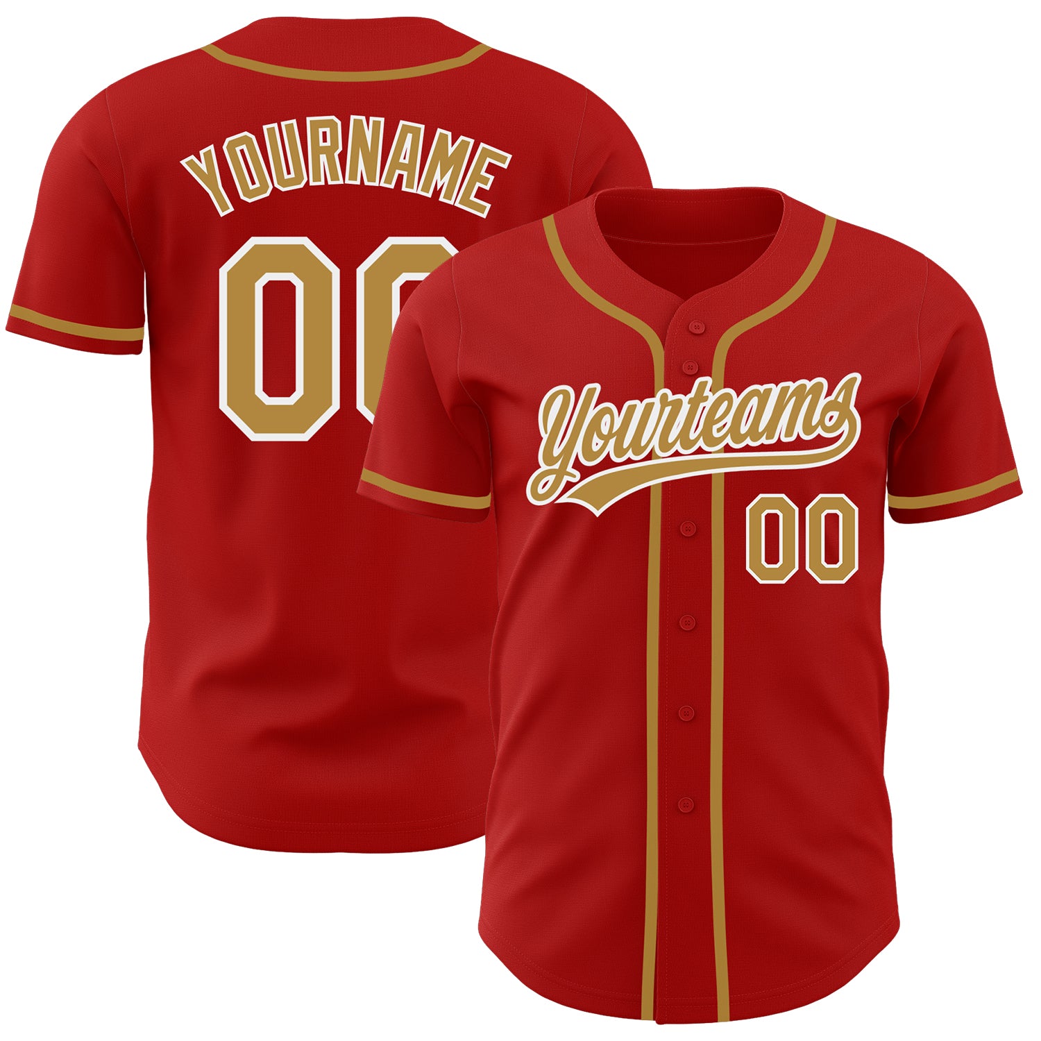 Cheap Custom Red Old Gold-White Authentic Baseball Jersey Free Shipping –  CustomJerseysPro