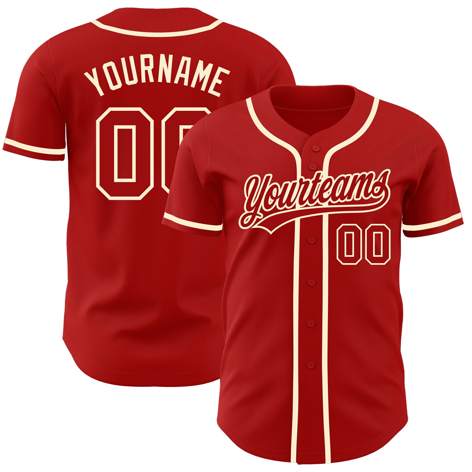 Custom Baseball Jersey With Piping Full Button Down Scarlet 