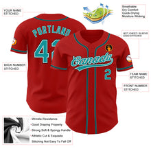 Laden Sie das Bild in den Galerie-Viewer, Custom Red Teal-Black Authentic Baseball Jersey
