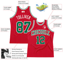 Загрузить изображение в средство просмотра галереи, Custom Red White Pinstripe Kelly Green-White Authentic Basketball Jersey
