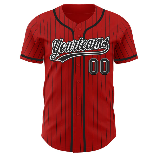 Cheap Custom Red Black Pinstripe Black-White Authentic Baseball Jersey Free  Shipping – CustomJerseysPro
