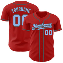 Charger l&#39;image dans la galerie, Custom Red Light Blue-Steel Gray Authentic Baseball Jersey
