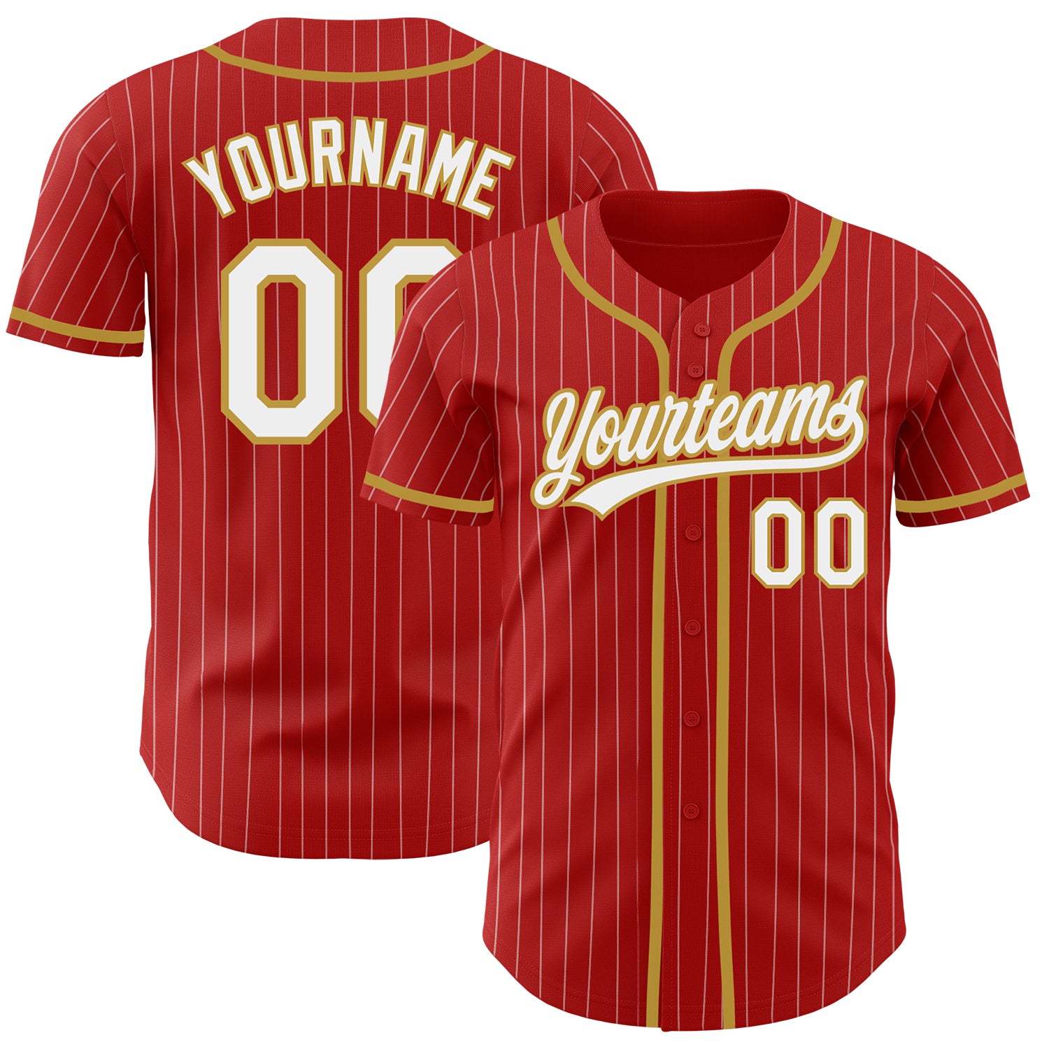 Red pinstripe shop baseball jersey