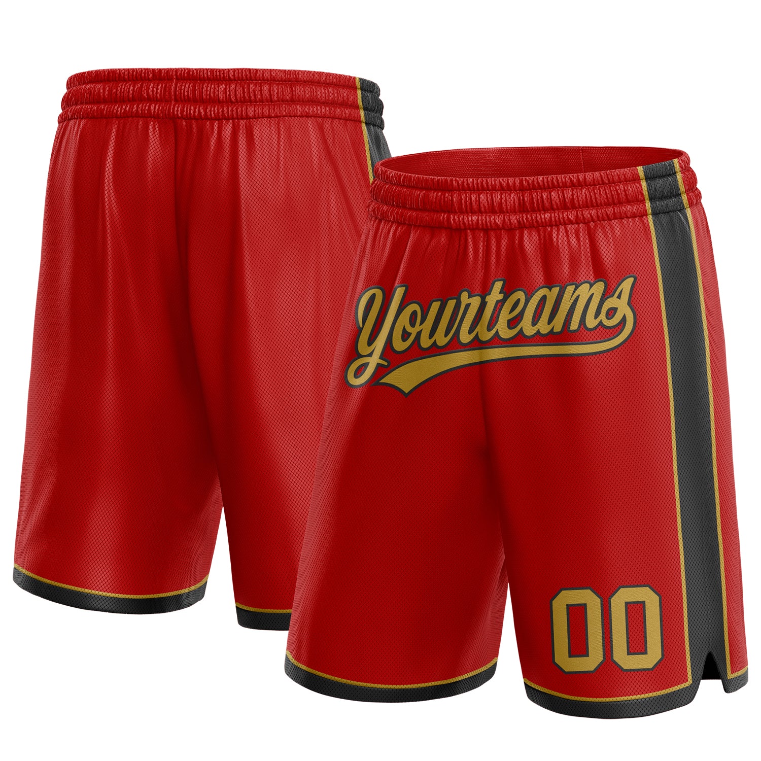 Cheap Custom Red Old Gold-Black Authentic Basketball Shorts Free