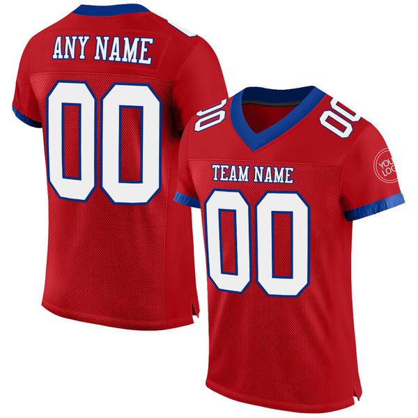 Custom Royal Red-White Mesh Authentic Football Jersey – CustomJerseysPro