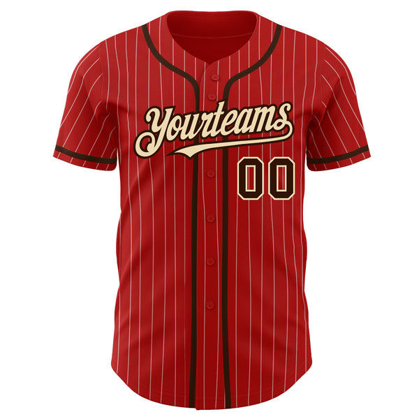 Cheap Custom Red Red-Cream Authentic Baseball Jersey Free Shipping