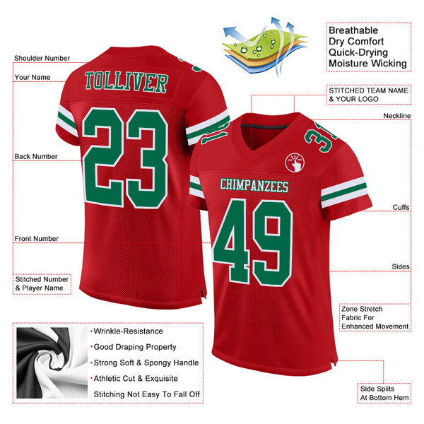 Cheap Custom White Pink-Kelly Green Mesh Authentic Football Jersey Free  Shipping – CustomJerseysPro