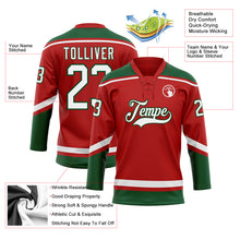 Laden Sie das Bild in den Galerie-Viewer, Custom Red White-Green Hockey Lace Neck Jersey
