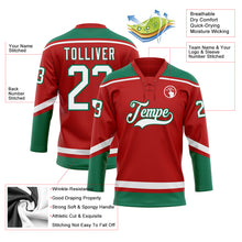 Laden Sie das Bild in den Galerie-Viewer, Custom Red White-Kelly Green Hockey Lace Neck Jersey
