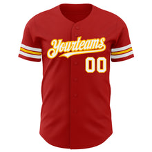 Laden Sie das Bild in den Galerie-Viewer, Custom Red White-Gold Authentic Baseball Jersey
