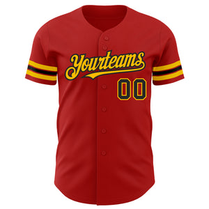 Custom Red Black-Gold Authentic Baseball Jersey