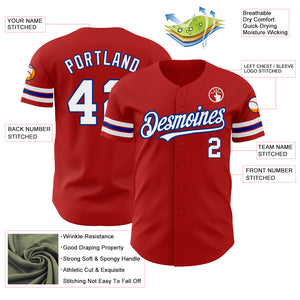 Custom Red White-Royal Authentic Baseball Jersey