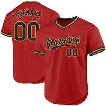 Charger l&#39;image dans la galerie, Custom Red Black-Old Gold Authentic Throwback Baseball Jersey
