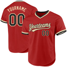 Загрузить изображение в средство просмотра галереи, Custom Red Black-Cream Authentic Throwback Baseball Jersey
