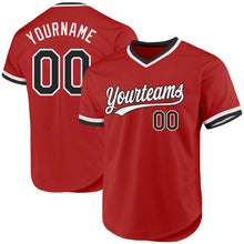 Загрузить изображение в средство просмотра галереи, Custom Red Black-White Authentic Throwback Baseball Jersey
