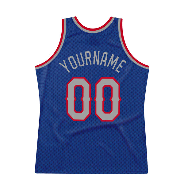 Sale Build Red Basketball Gray Rib-Knit Jersey Royal – CustomJerseysPro