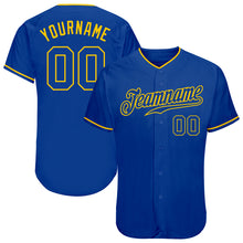 Laden Sie das Bild in den Galerie-Viewer, Custom Royal Royal-Gold Authentic Baseball Jersey
