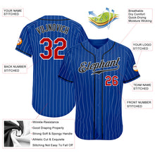 Load image into Gallery viewer, Custom Royal White Pinstripe Red-Black Authentic Baseball Jersey
