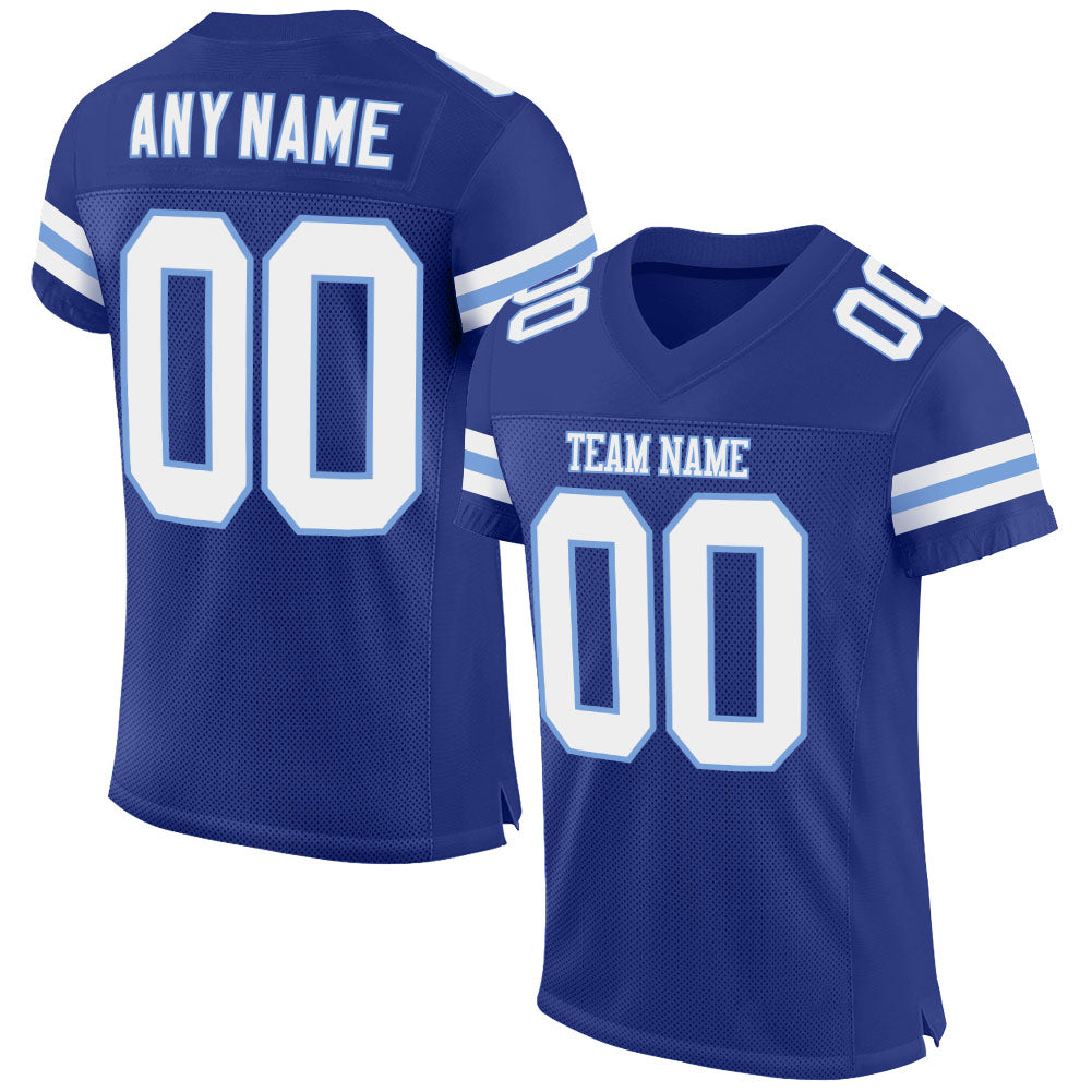 Cheap Custom Royal White-Light Blue Mesh Authentic Football Jersey