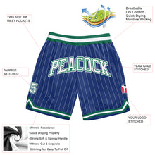 Load image into Gallery viewer, Custom Royal White Pinstripe White-Kelly Green Authentic Basketball Shorts
